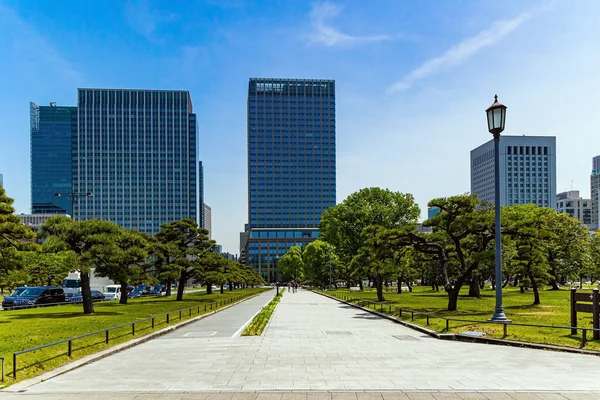 Saray Meydanındaki Güzel Park Palace Meydanı Ndaki Modern Gökdelenler Tokyo — Stok fotoğraf