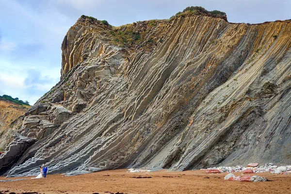 Playa Zumaya Basque Land Oktober 2022 Skytte Kärlekshistoria Den Geologiska — Stockfoto