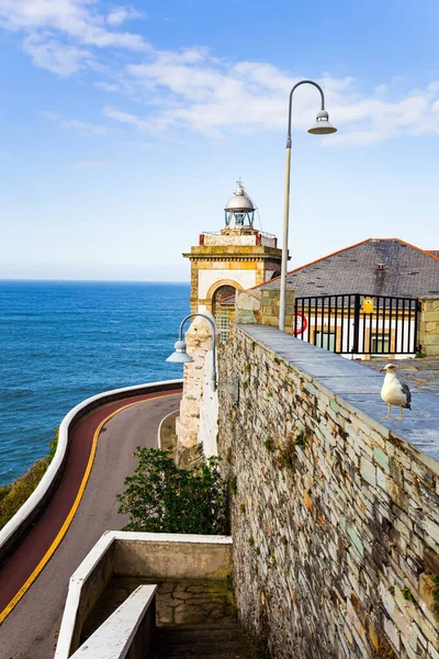 Stenen Treden Weg Naar Vuurtoren Majestueuze Atlantische Oceaan Asturië Romantische — Stockfoto