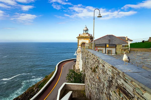 Maestoso Oceano Atlantico Asturie Viaggio Romantico Spagna Bella Strada Faro — Foto Stock