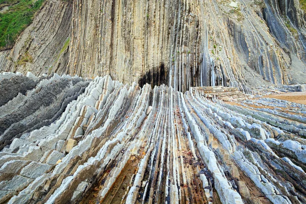 Coast Bay Biscay Atlantic Flysch Unique Landscape Underwater Rocks Exposed — Stock Photo, Image