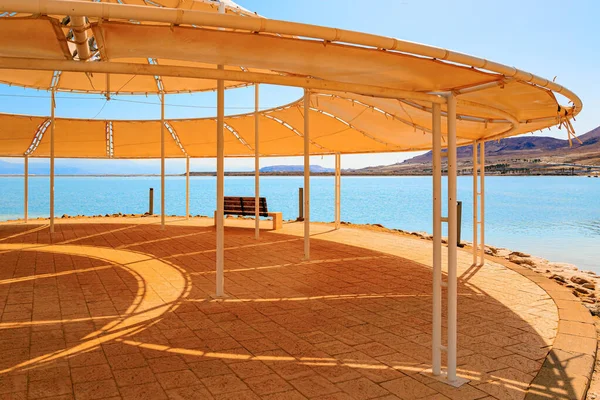 Ett Pittoreskt Galleri Stranden Israels Kust Döda Havet Den Avrinningslösa — Stockfoto