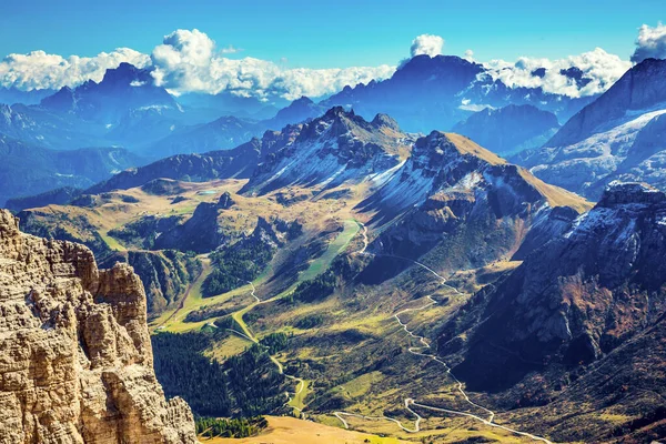 Italien Dolomiterna Sydtyrolens Alpina Väg Passo Pordoi Passet Skiljer Provinsen — Stockfoto