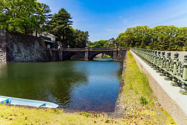 Imperial Palace in Tokyo. Palace of the Emperor of Japan. Tokyo. The residence of emperors and the Imperial court. Magnificent stone bridge across the moat surrounding the palace
