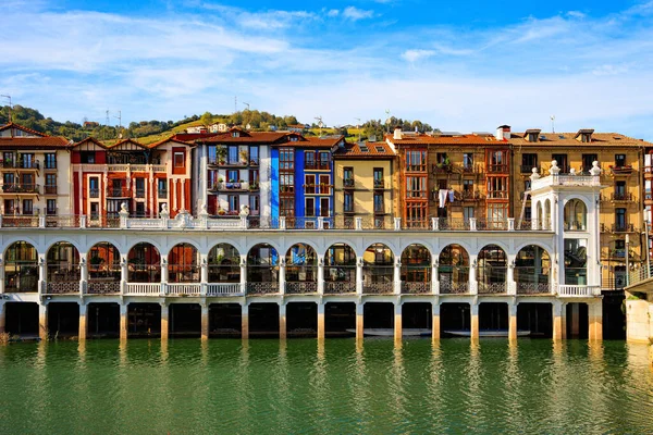 Tholosa is old provincial town with unusual architecture. Embankment of the Oria River. Basque country. The picturesque center of Tolosa is built on the banks of the Oria River.