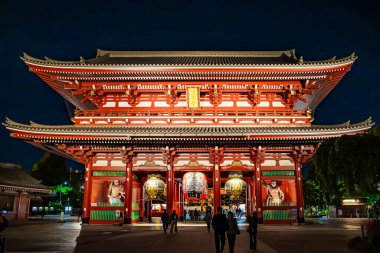 TOKYO, JAPONYAN - 23 Nisan 2023: Senso-ji veya Asakusadera Tokyo 'daki en eski Budist tapınağıdır. Senso-ji ya da altın ejderhanın dağındaki genç otların tapınağı..