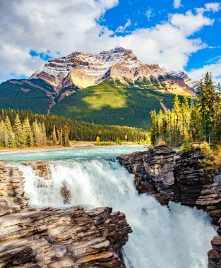 Canadian Rockies. Athabasca Falls is the most powerful waterfall in Alberta. Jasper National Park. clipart