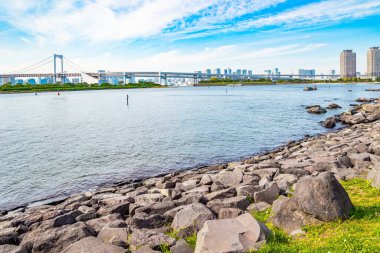 Japonya. Odaiba adası Tokyo sakinleri için bir eğlence merkezi haline geldi. Resimli Tokyo Körfezi vatandaşlar için bir eğlence yeridir.. 