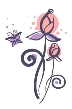 Çizgi çizimi çiçek vektör illüstrasyonu