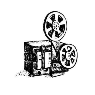 El çizimi sinema vektörü izole çizimi