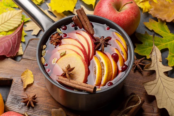 Hot Mulled Wine Fruits Spices — Stock Photo, Image