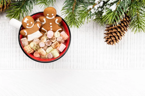 Biscuits Pain Épice Dans Une Tasse Avec Guimauve Vacances Noël — Photo