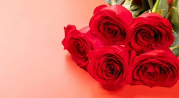 Alla Hjärtans Dag Gratulationskort Med Ros Blommor Med Plats För — Stockfoto