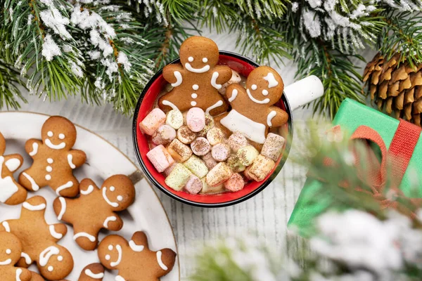 Biscuits Pain Épice Dans Une Tasse Avec Guimauve Vacances Noël — Photo