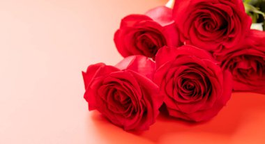 Kırmızı üzerinde gül çiçekleri olan Sevgililer Günü tebrik kartı. Aşkın için yerin var mı?