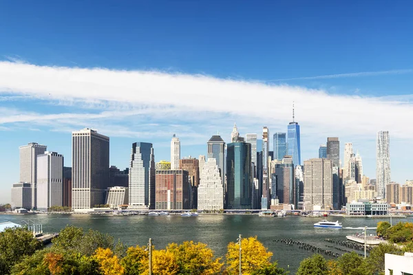 New Yorks Skyline Manhattan Och Brooklyn Skyskrapor Panorama — Stockfoto