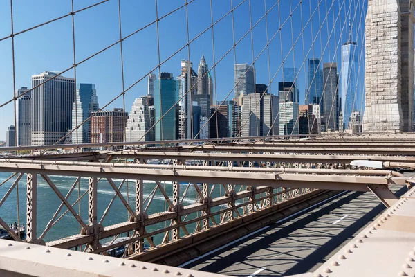 New Yorks Skyline Och Brooklyn Bridge Manhattan Skyskrapor Panorama — Stockfoto