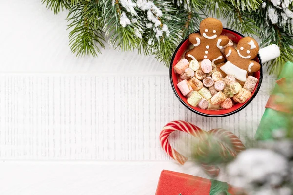 Galletas Jengibre Una Taza Con Malvavisco Vacaciones Navidad Con Espacio — Foto de Stock