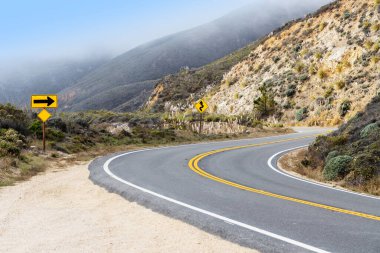 ABD 'nin asfalt yolu ve dağ manzarası