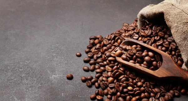 Geröstete Kaffeebohnen Beutel Mit Kopierraum — Stockfoto