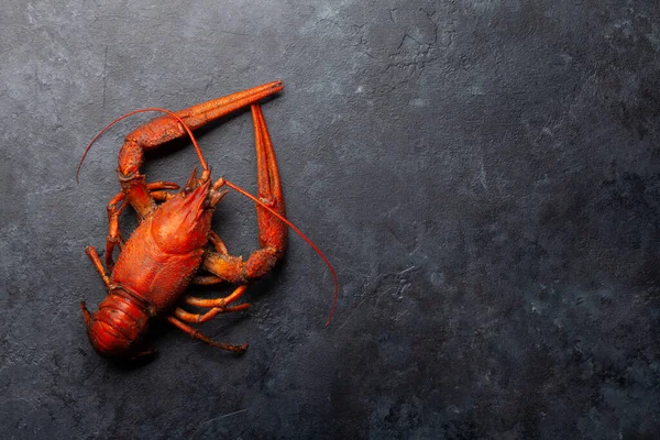 Boiled Crayfish Top View Flat Lay Copy Space — Stock Photo, Image