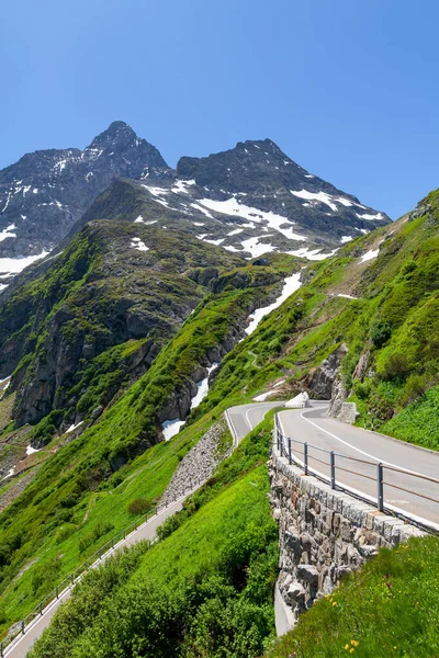 Route Panoramique Dans Les Alpes Avec Neige Suisse — Photo