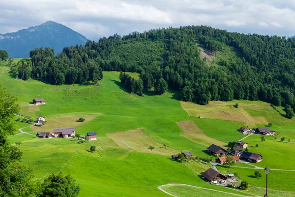 Красивый Вид Сельскую Местность Зеленые Луга Альпы Швейцарии — стоковое фото