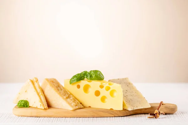 Various Cheese Board Copy Space — Zdjęcie stockowe