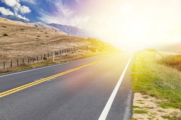 Asphalt Road Country Landscape Sunny Sky California State Route One — Stock Photo, Image