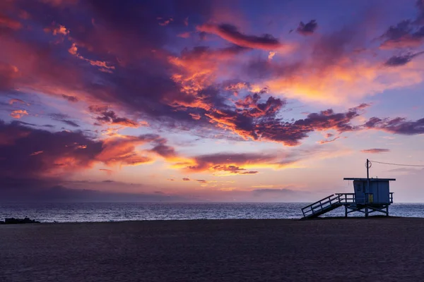 Lifeguard Tower Manhattan Beach Sunset Los Angeles California — Stock Photo, Image