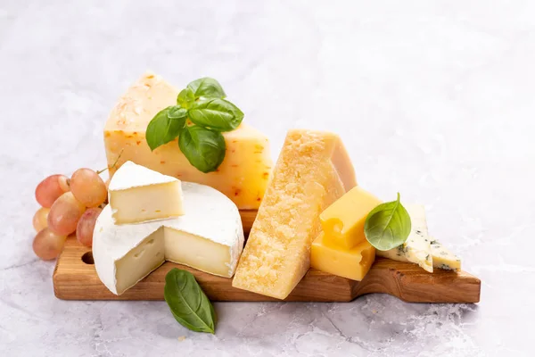 Various Cheese Board Stone Table — Stock Photo, Image
