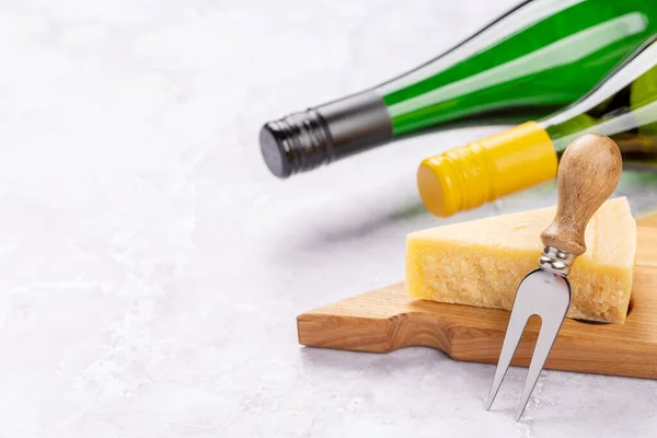 Cheese Board White Wine Copy Space — Stok Foto