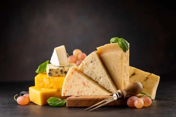 Various Cheese Board Stone Table — Stock Photo, Image