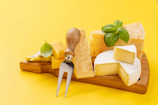 Various Cheese Board Cheese Fork — Stock Photo, Image