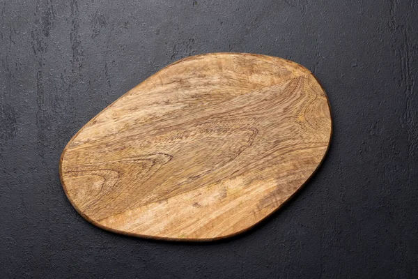 Wooden Cutting Board Stone Kitchen Table Flat Lay Copy Space — 图库照片