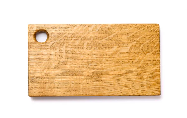 木製のまな板 白い背景に隔離されている コピースペース付きフラットレイアウト — ストック写真