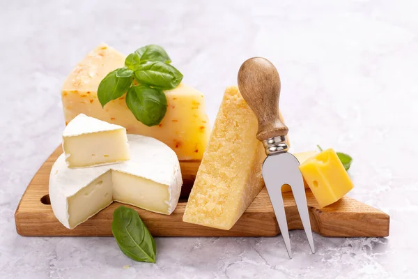 Various Cheese Board Cheese Fork — Zdjęcie stockowe