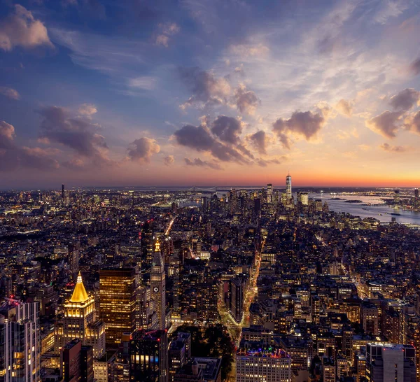 Experience Awe Inspiring Beauty Nyc Skyline Sunset Empire State Building — Stock Photo, Image