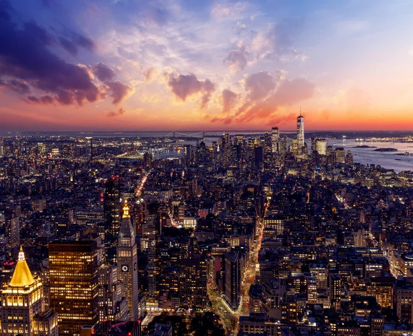 Upplev Den Vördnadsvärda Skönheten Nyc Skyline Vid Solnedgången Från Empire — Stockfoto