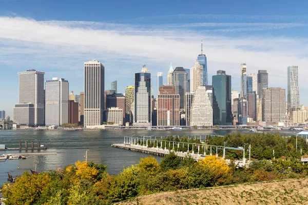 New Yorks Skyline Manhattan Och Brooklyn Skyskrapor Panorama — Stockfoto