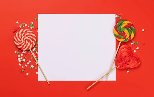 あなたの挨拶のためのお菓子や空白の挨拶カード — ストック写真