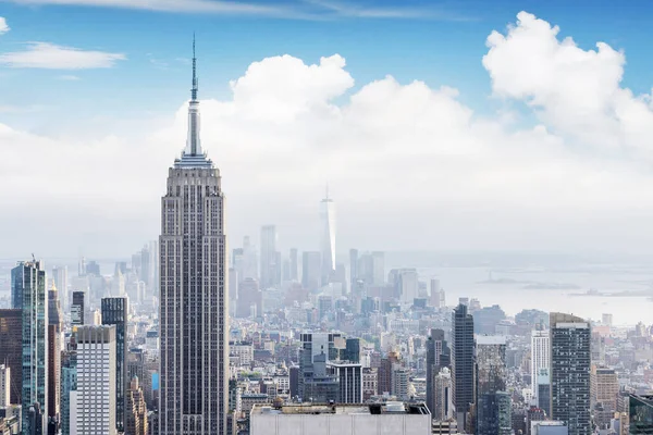Manhattan Panorama Nowym Jorku Pokazując Imponującą Architekturę Nowoczesne Miasto — Zdjęcie stockowe