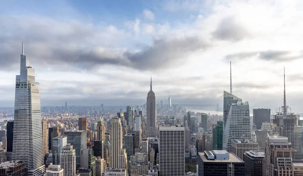 Manhattan Skyline New York Met Indrukwekkende Architectuur Het Moderne Stadsgezicht — Stockfoto