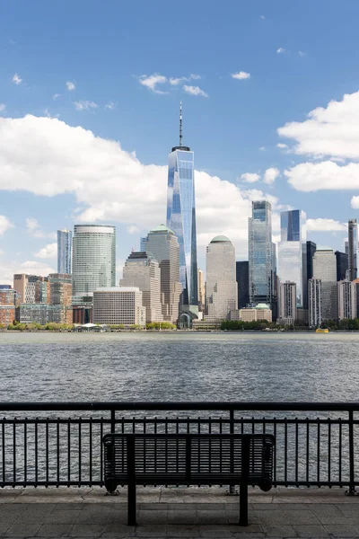 Нью Йоркский Горизонт Панорама Небоскрёбов Манхэттена Через Реку Гудзон — стоковое фото