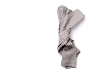 Kitchen towel. Table cloth isolated on white background. Flat lay