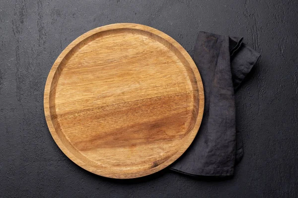 Wooden Cutting Board Kitchen Towel Flat Lay Copy Space — Stockfoto
