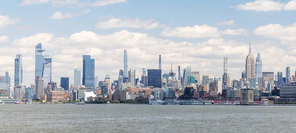 Nowojorska Panorama Panorama Wieżowców Manhattan Nad Rzeką Hudson — Zdjęcie stockowe