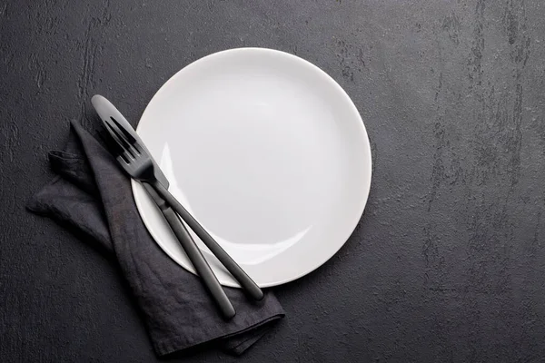 Top View Empty Plate Silverware Mockup Perfect Showcasing Meal — Stock Photo, Image