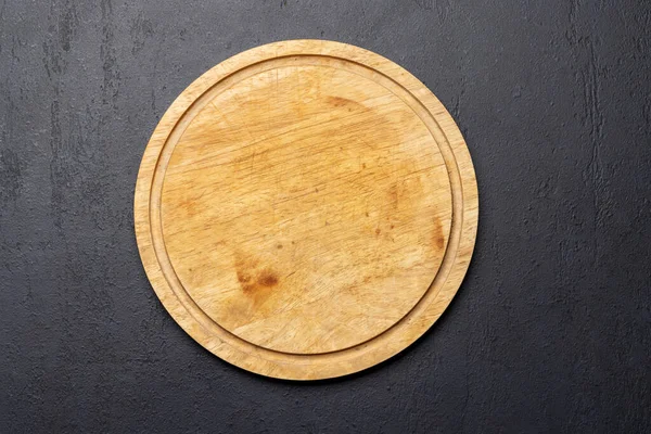 Wooden Cutting Board Stone Kitchen Table Flat Lay Copy Space — Stok fotoğraf