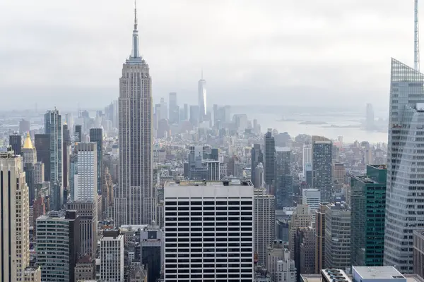New Yorks Skyline Manhattan Solnedgång Skyskrapor Panorama — Stockfoto